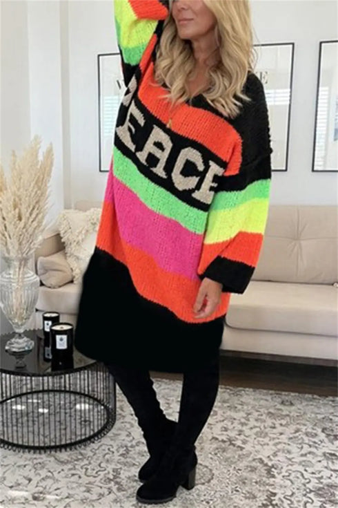 'Inara' V-Neck Long Sleeve Sweater Dress - Celes Fashion